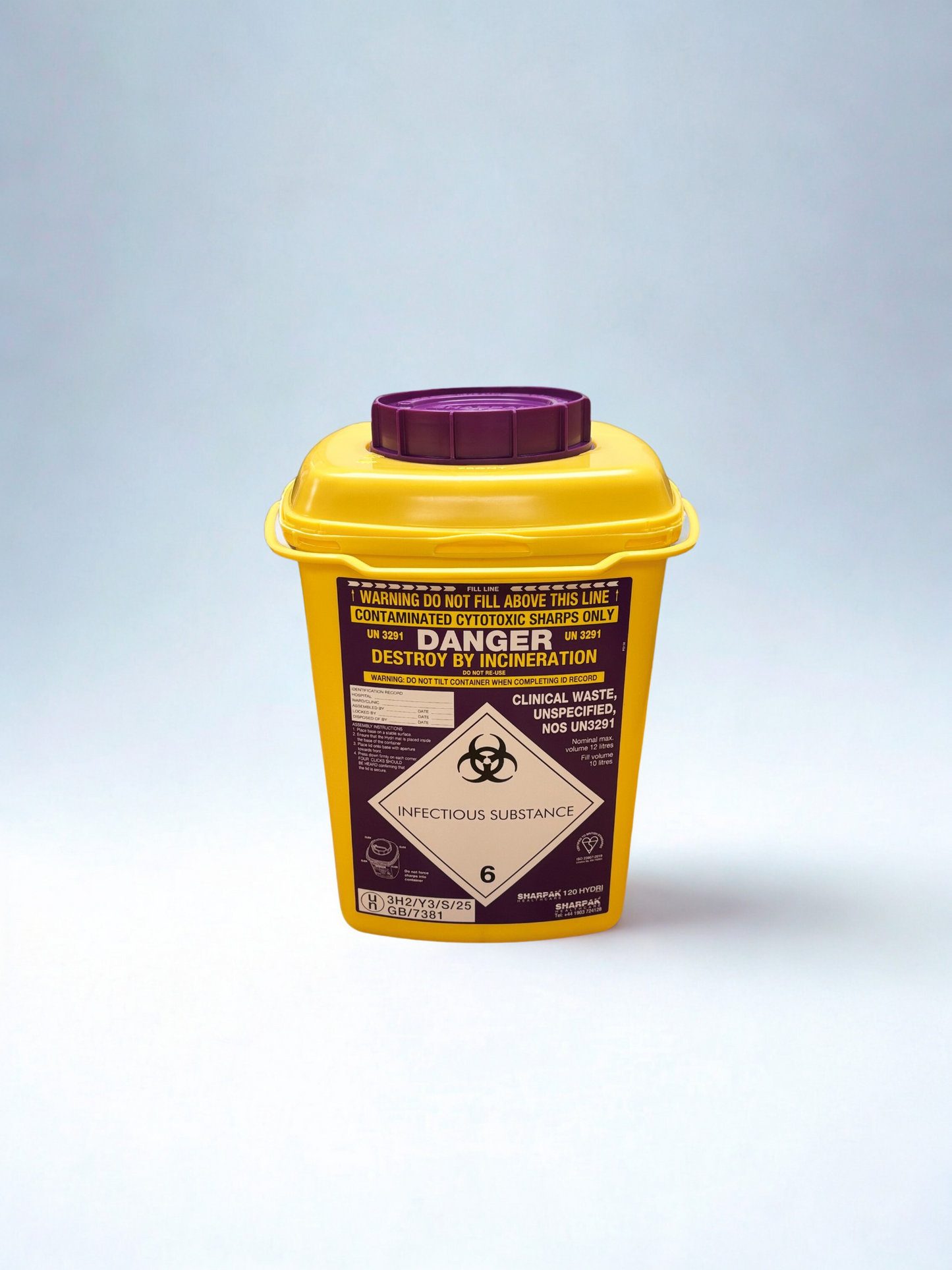 12 Litre Purple Clinical Sharps Container (Disposal)