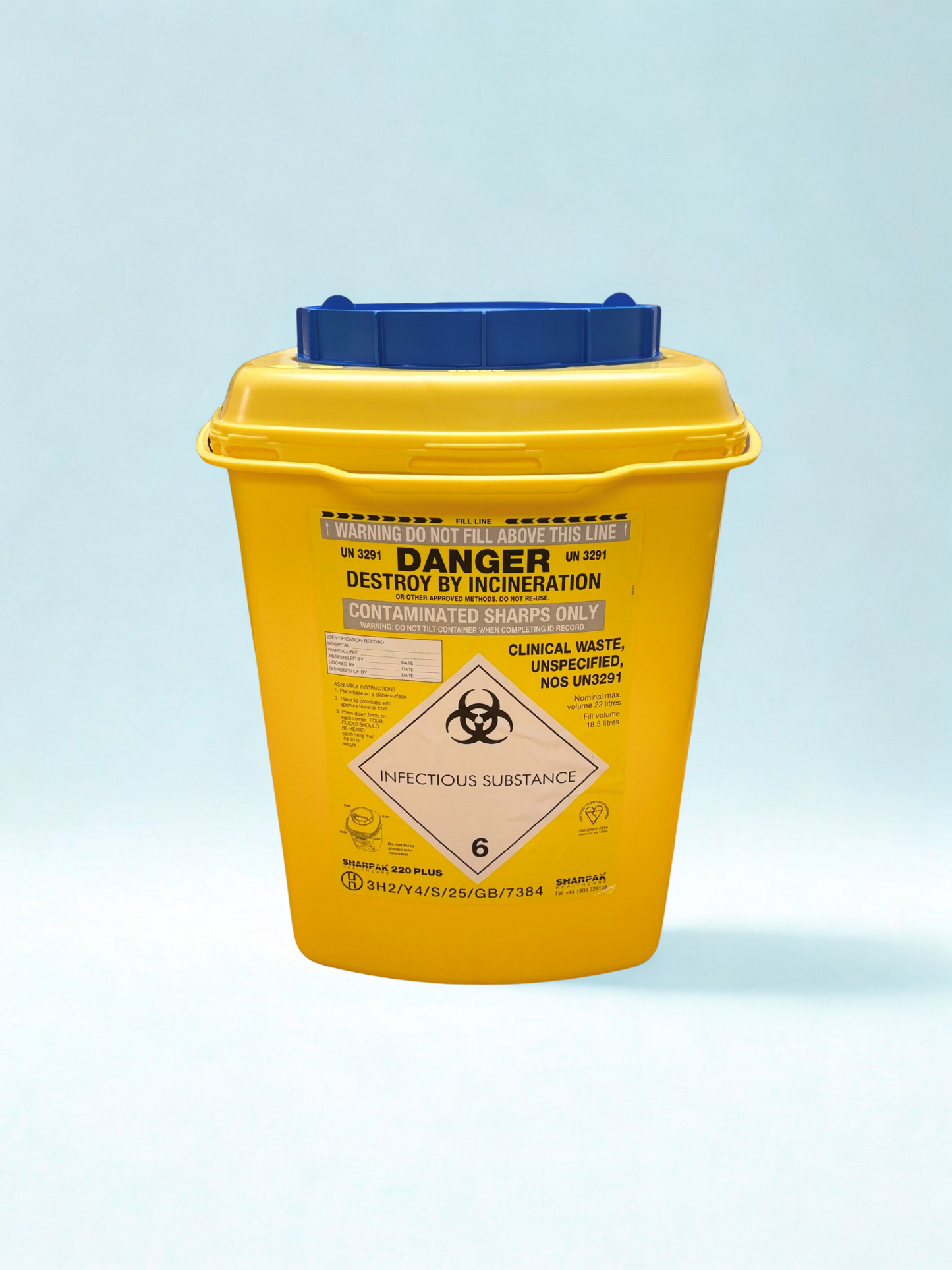 22 Litre Blue Clinical Sharps Container