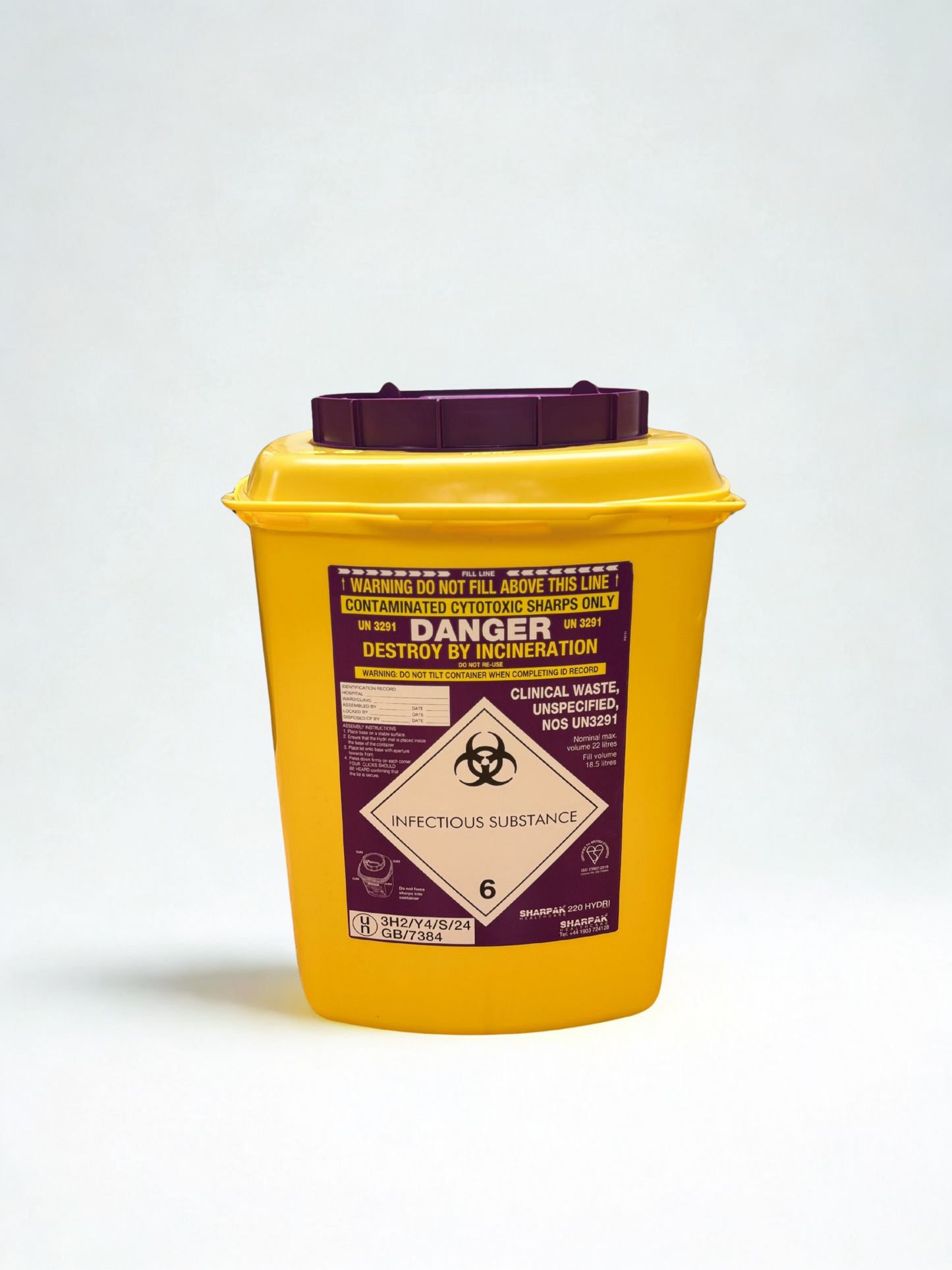 22 Litre Purple Clinical Sharps Container (Disposal)