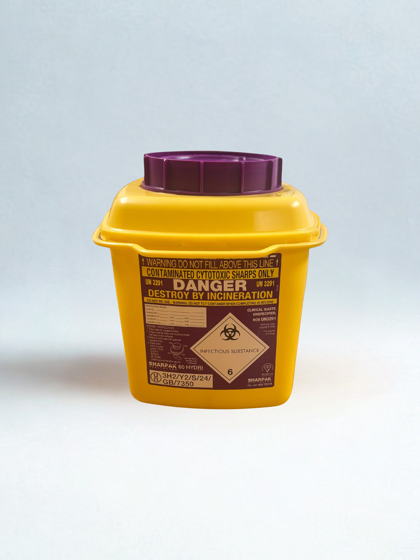 6 Litre Purple Clinical Sharps Container (Disposal)